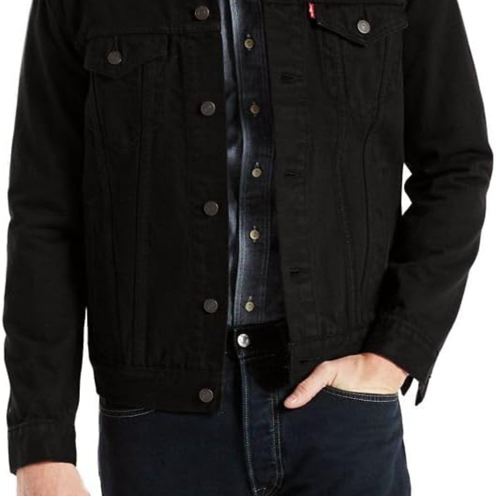 Timeless Men's Trucker Jacket - Durable Cotton Blend In Larimar/Black, Size L